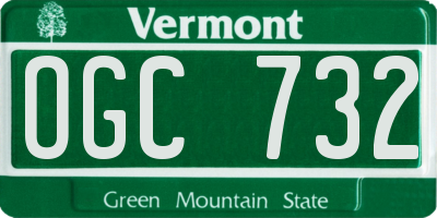 VT license plate OGC732