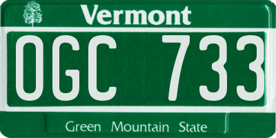 VT license plate OGC733