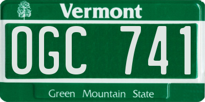VT license plate OGC741