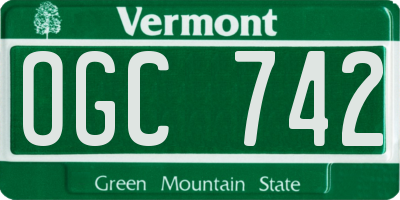 VT license plate OGC742