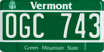 VT license plate OGC743
