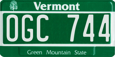 VT license plate OGC744