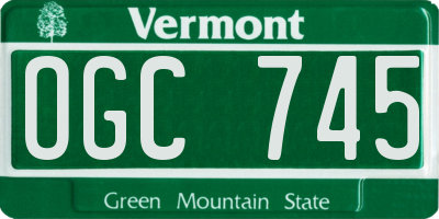 VT license plate OGC745