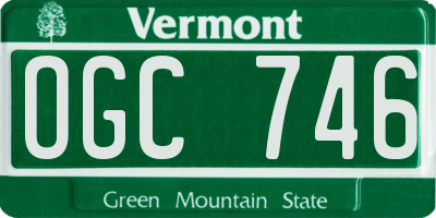 VT license plate OGC746