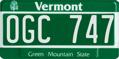 VT license plate OGC747