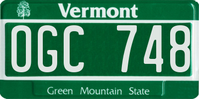 VT license plate OGC748