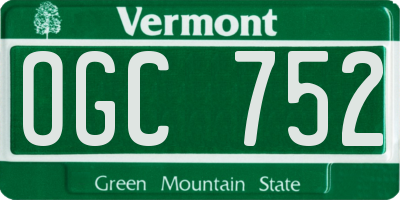 VT license plate OGC752