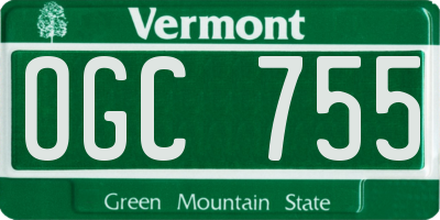VT license plate OGC755
