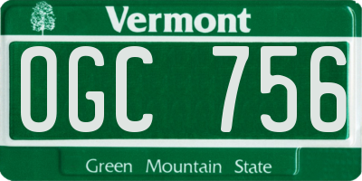 VT license plate OGC756