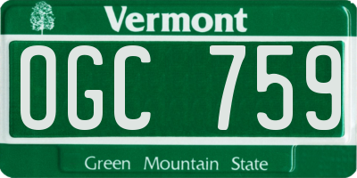 VT license plate OGC759