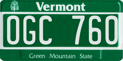 VT license plate OGC760