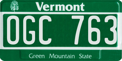 VT license plate OGC763