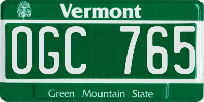 VT license plate OGC765