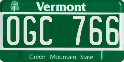 VT license plate OGC766