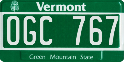 VT license plate OGC767