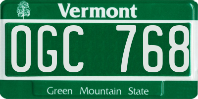 VT license plate OGC768