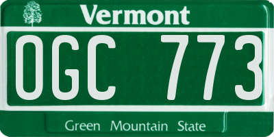 VT license plate OGC773