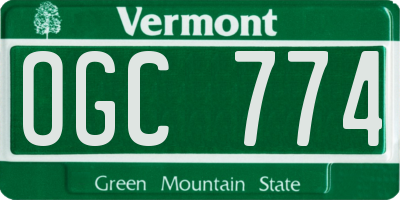 VT license plate OGC774
