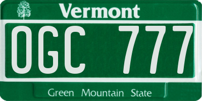 VT license plate OGC777