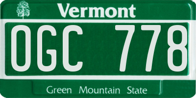 VT license plate OGC778