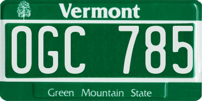 VT license plate OGC785