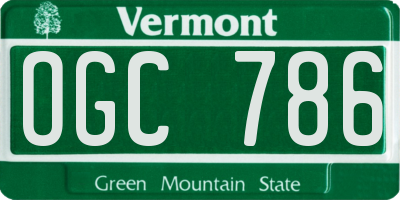 VT license plate OGC786