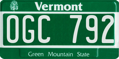 VT license plate OGC792