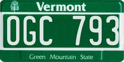 VT license plate OGC793