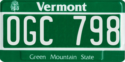 VT license plate OGC798