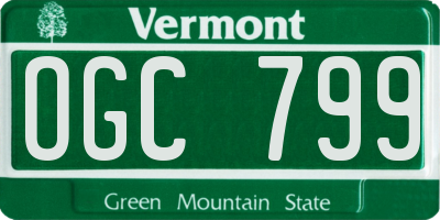 VT license plate OGC799