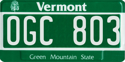 VT license plate OGC803