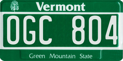 VT license plate OGC804
