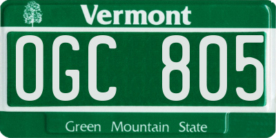 VT license plate OGC805