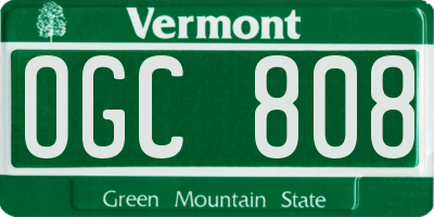 VT license plate OGC808