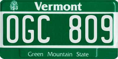 VT license plate OGC809