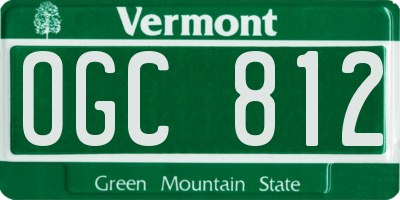 VT license plate OGC812