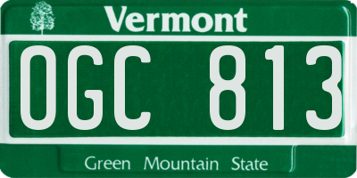 VT license plate OGC813
