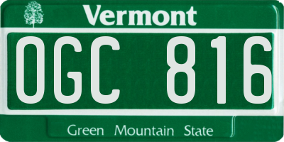 VT license plate OGC816