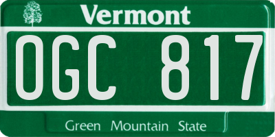 VT license plate OGC817