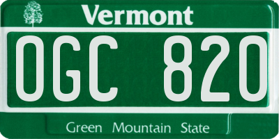 VT license plate OGC820