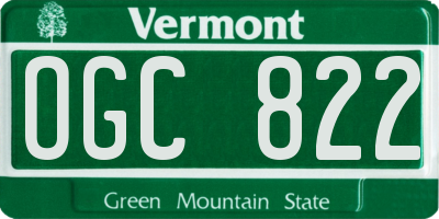 VT license plate OGC822