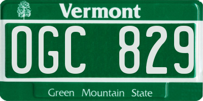 VT license plate OGC829