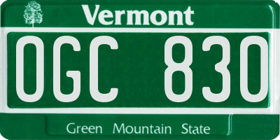 VT license plate OGC830