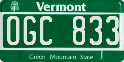 VT license plate OGC833