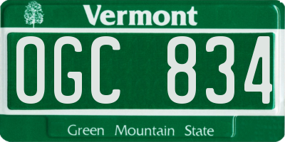 VT license plate OGC834