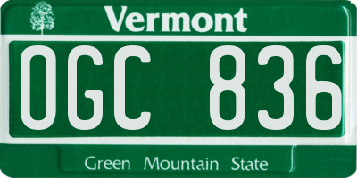 VT license plate OGC836