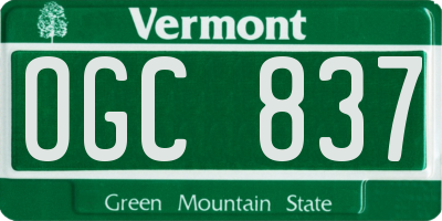 VT license plate OGC837