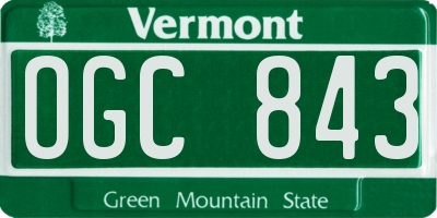 VT license plate OGC843