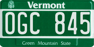 VT license plate OGC845