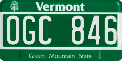 VT license plate OGC846